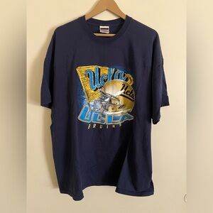 Vintage Red Oak UCLA Bruins Football Helmet Pennant Navy Blue T Shirt Size 2XL